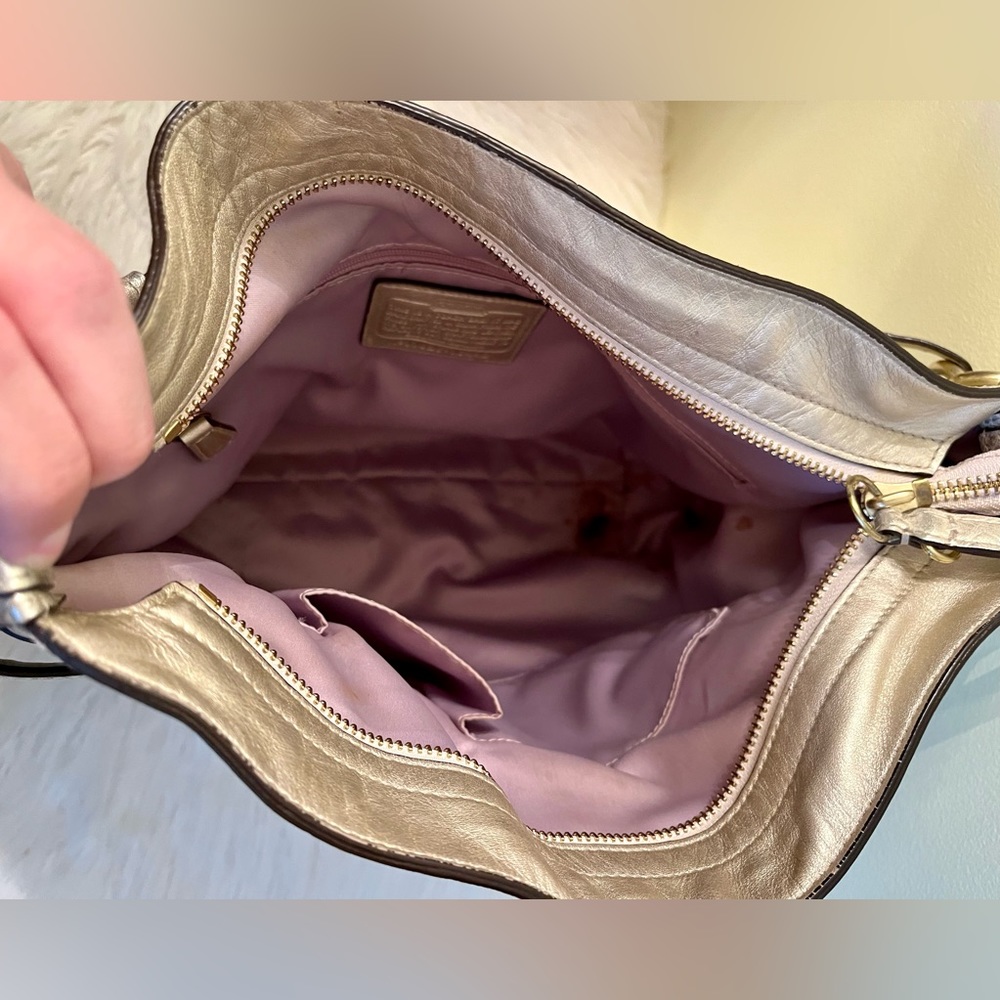 Coach Colette Elevated Metallic Gold Leather Hobo Shoulder Bag - Picture 6 of 9